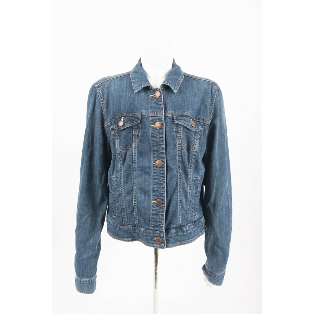 American Eagle Womens Denim Jean Jacket Size XL Button Front Cotton Spandex